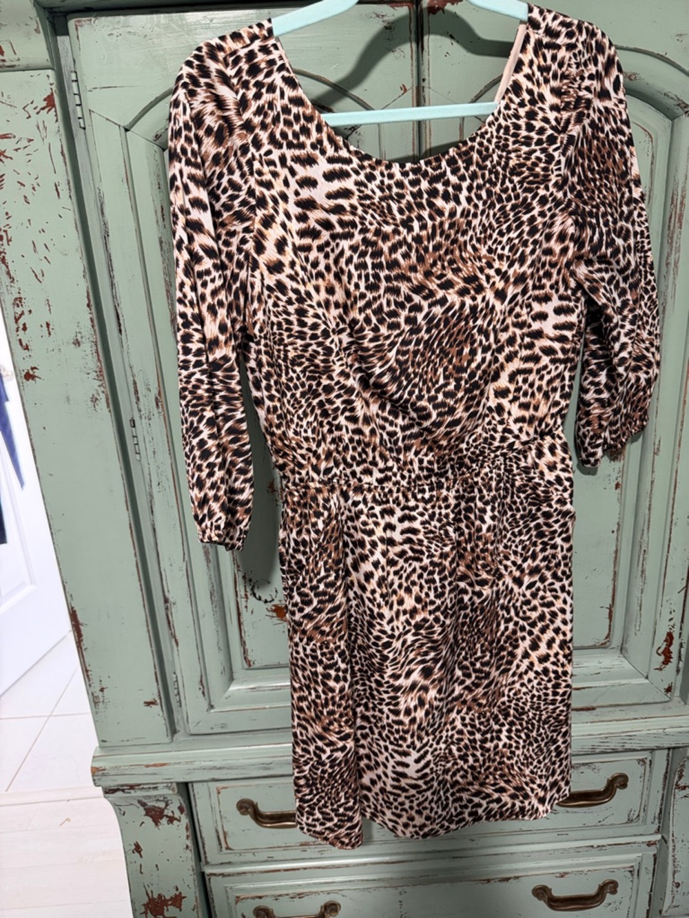 Gianni Bini Leopard Print Mini Dress - Beige and Black